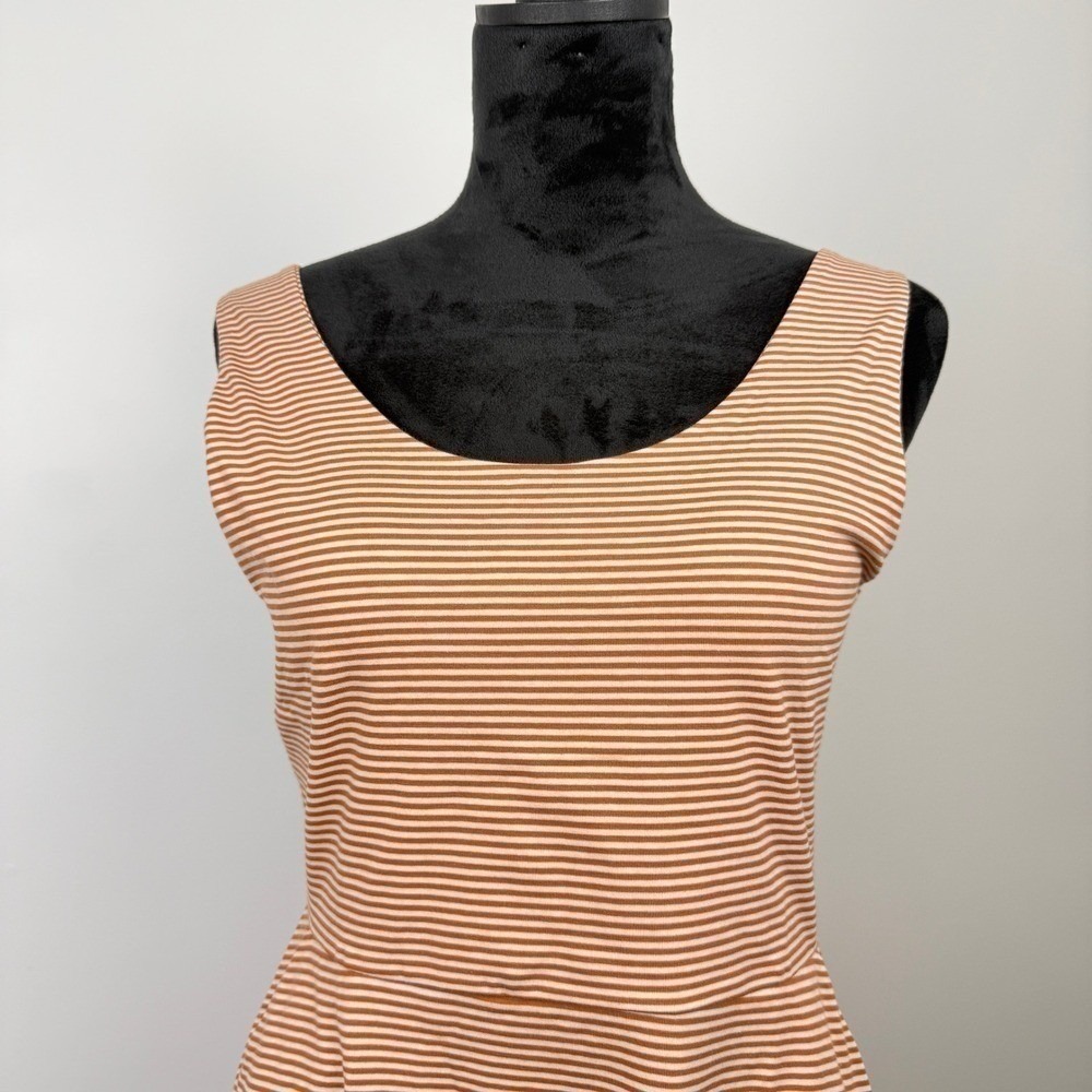 Pact Striped Tie Back Cutout Sundress Midi Dress L Rust Tan Coastal Vacation - Picture 4 of 10